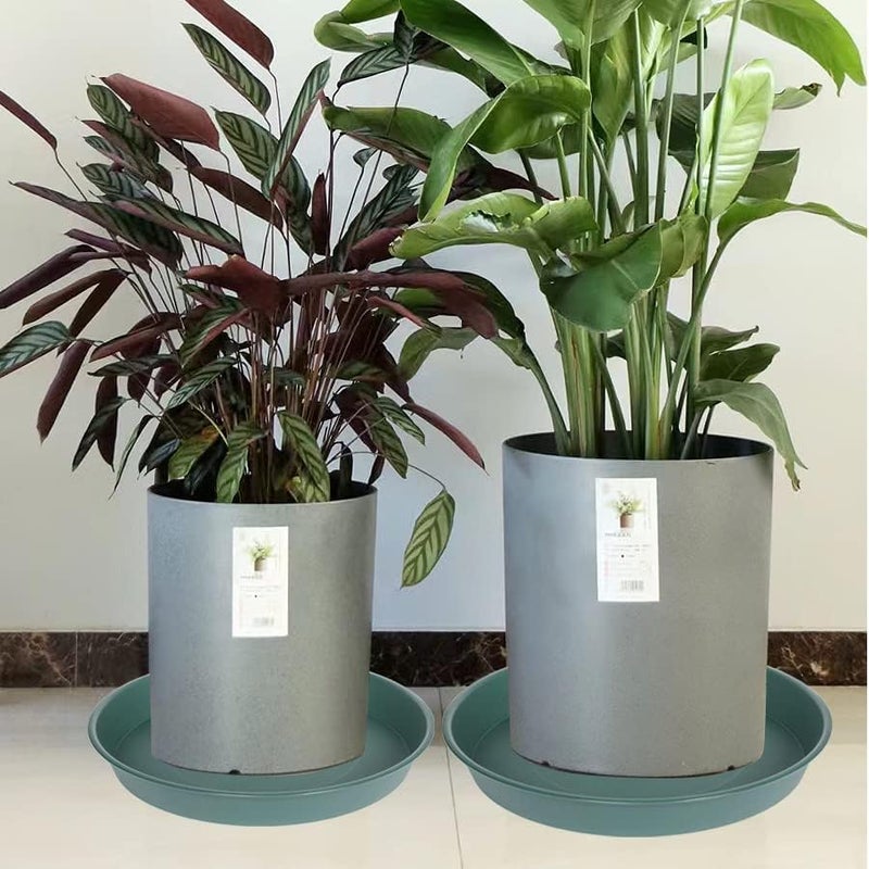Bleuhome 4 Pack of 14 inch Plant Saucer, Heavy Duty Round Plant Trays for Pots, Plastic Plant Water Tray, Bird Bath Bowls, Plant Saucers for Indoors, Drip Trays for Planter 12-14" (14", Green) - Image 5